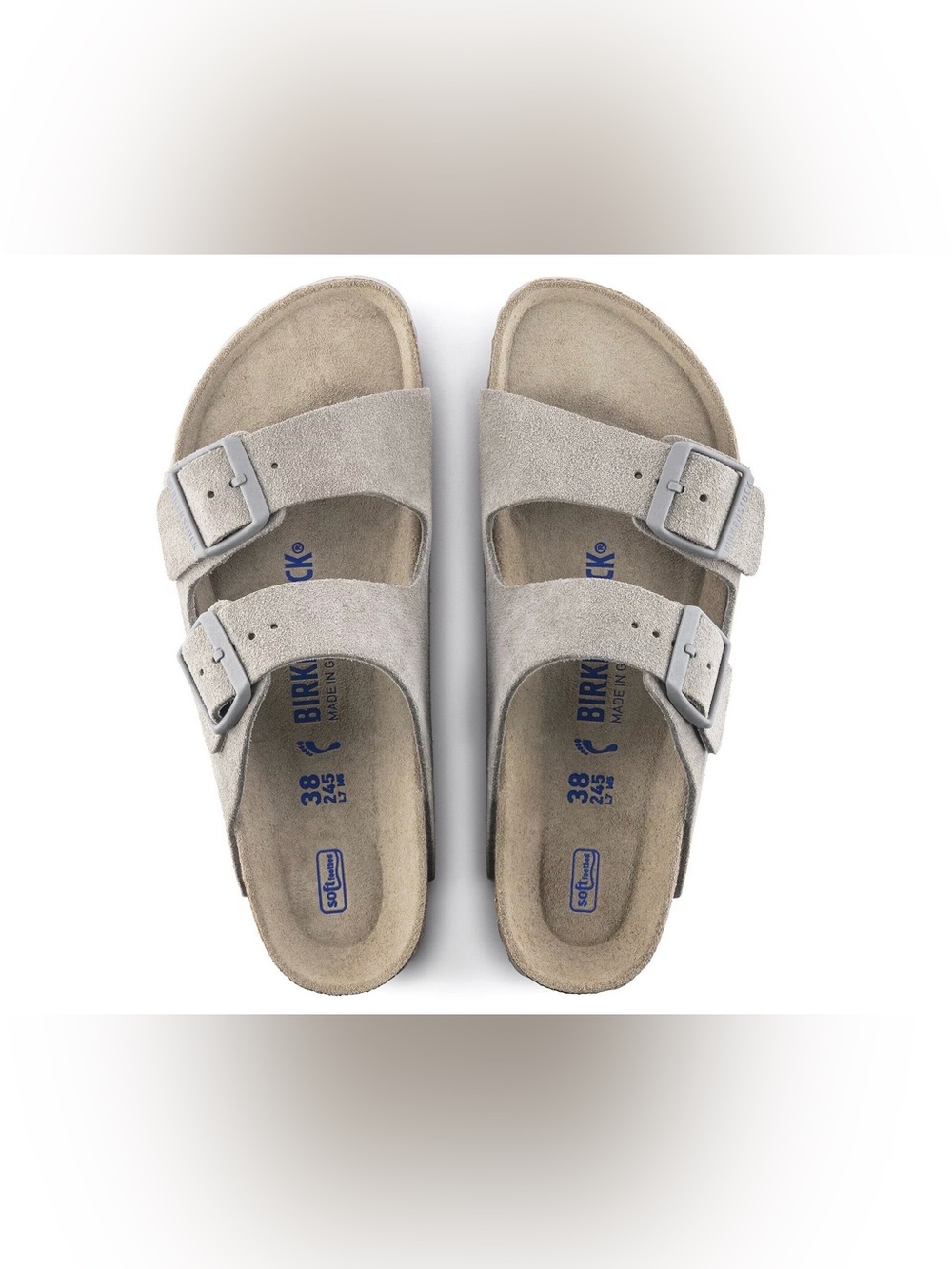 Like New Birkenstock Arizona Soft Footbed in Stone Coin Suede size 39 reg 8 8.5 - Picture 6 of 8